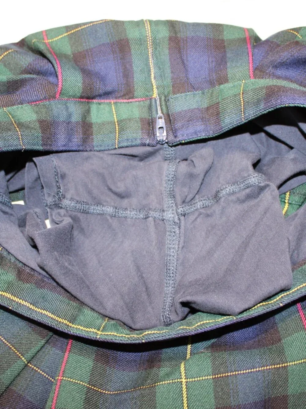 Lands' End 6 Classic Blue Green Tartan Plaid Zip Mid Rise Skort Preppy Holiday